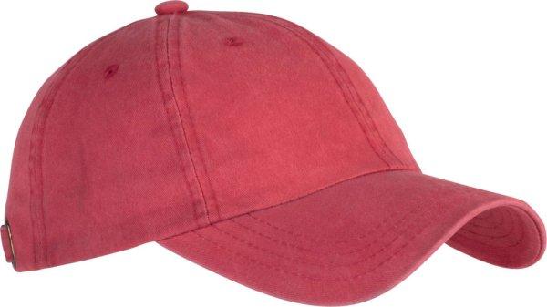 KP165 vintage hatású 6 paneles pamut baseball sapka K-UP, Red Washed-U