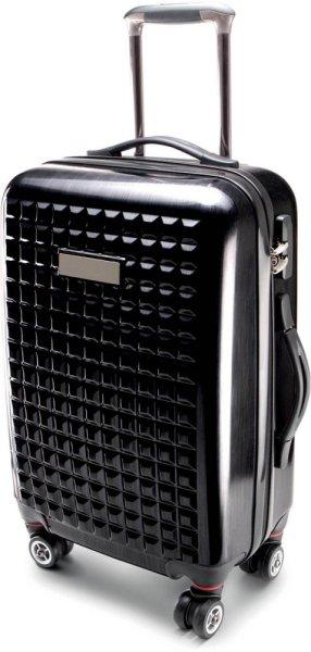 KI0807 masszív kis méretű gurulós bőrönd Kimood, Black-U