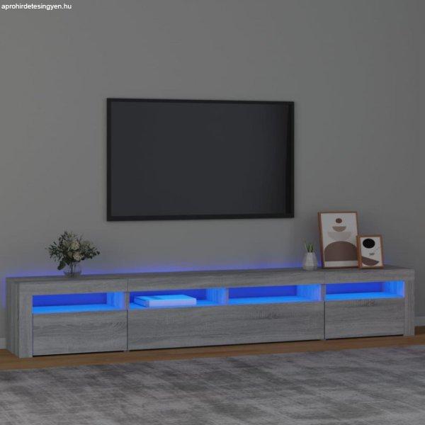 szürke sonoma színű TV-szekrény LED-lámpákkal 240x35x40 cm