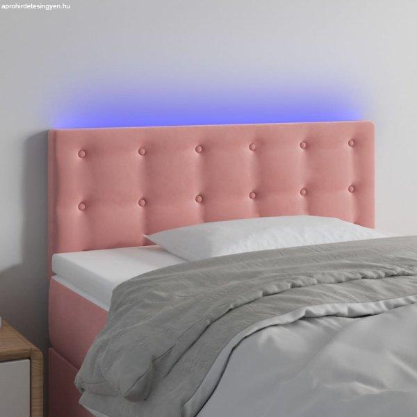 Rózsaszín bársony LED-es fejtámla 80 x 5 x 78/88 cm