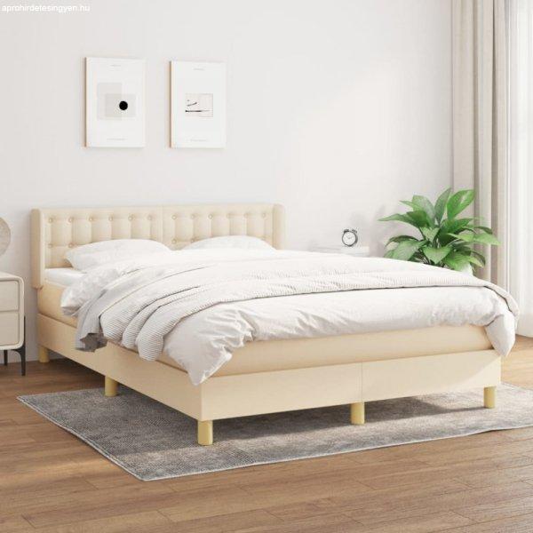 Krémszínű szövet rugós ágy matraccal 140 x 200 cm