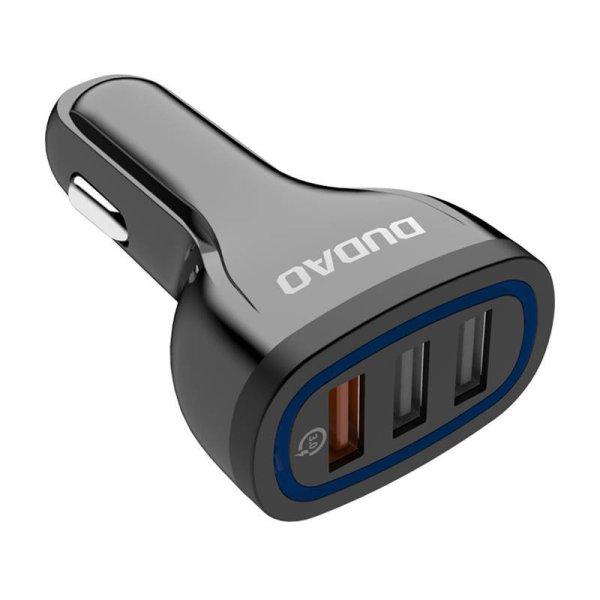 Autós töltő Dudao R7S 3x USB, QC 3.0, 18W (fekete)