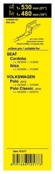 Ablaktörlő FLAT szett (CUBE) 53+48cm Seat Ibiza 2006-2009, Vw Polo 2005-2010