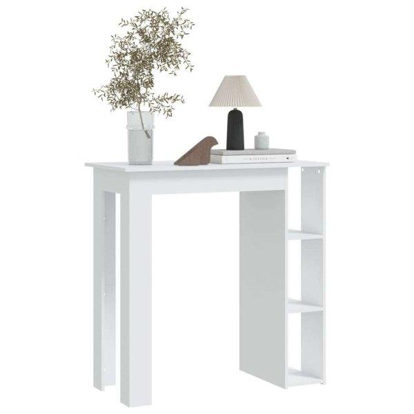 Fehér forgácslap bárasztal polccal 102 x 50 x 103,5 cm