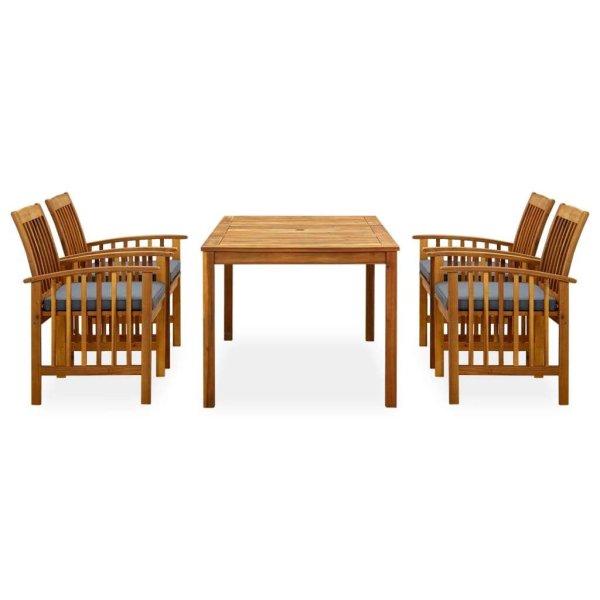 3058088 5 piece garden dining set with cushions solid acacia wood
(45962+2x312130)