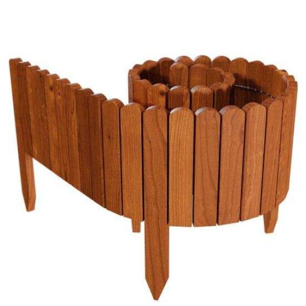Mercaton® dekoratív fából készült kerti kerítés 5 db rögzítőléccel,
200×30 cm, Barna