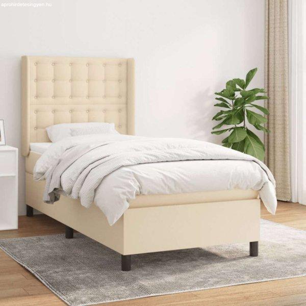 vidaXL krémszínű szövet rugós ágy matraccal 90 x 200 cm