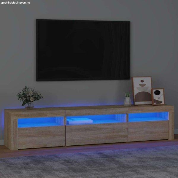 vidaXL sonoma-tölgy színű TV-szekrény LED-lámpákkal 195x35x40 cm