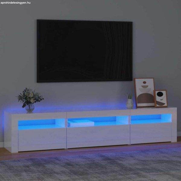 vidaXL magasfényű fehér TV-szekrény LED lámpákkal 195x35x40 cm