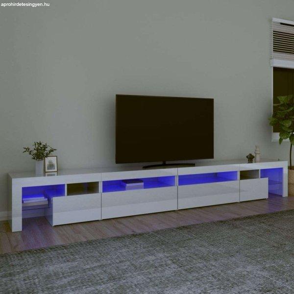 vidaXL magasfényű fehér TV-szekrény LED-lámpákkal 290x36,5x40 cm