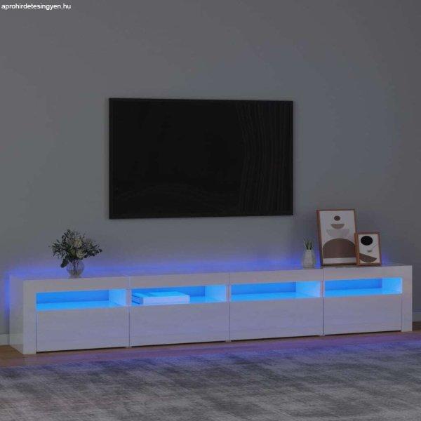 vidaXL magasfényű fehér TV-szekrény LED lámpákkal 240 x 35 x 40 cm