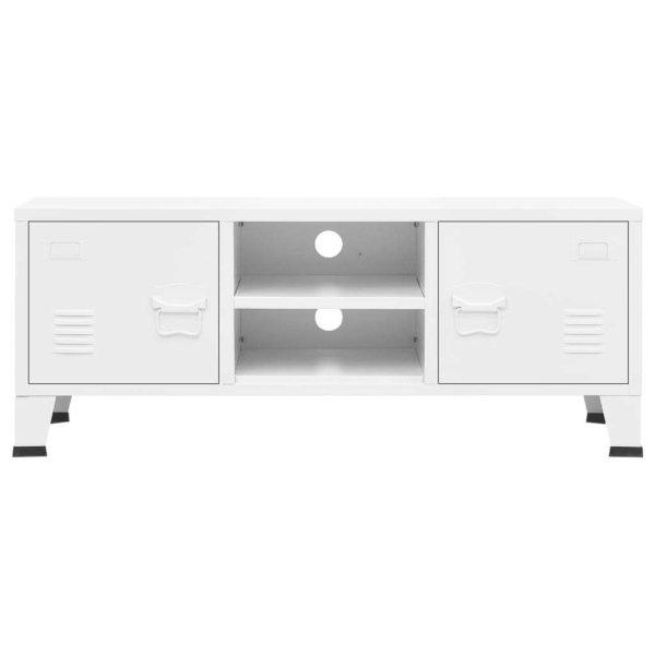 Fehér fém ipari stílusú tv-szekrény 105 x 35 x 42 cm