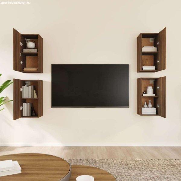 4 db barna tölgyszínű szerelt fa tv-szekrény 30,5 x 30 x 60 cm