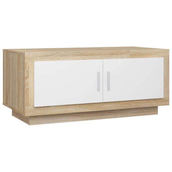 Fehér-sonoma színű szerelt fa dohányzóasztal 102 x 50 x 45 cm
