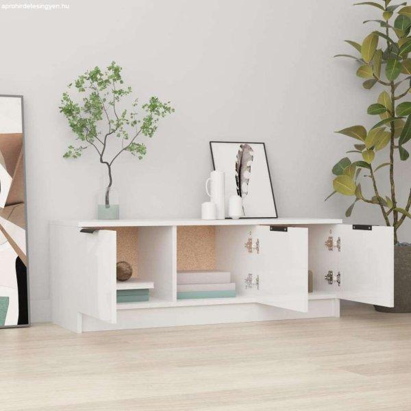Magasfényű fehér szerelt fa tv-szekrény 102 x 35 x 36,5 cm