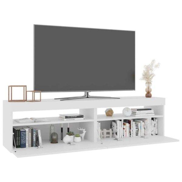 2 db magasfényű fehér tv-szekrény led-világítással 75x35x40 cm