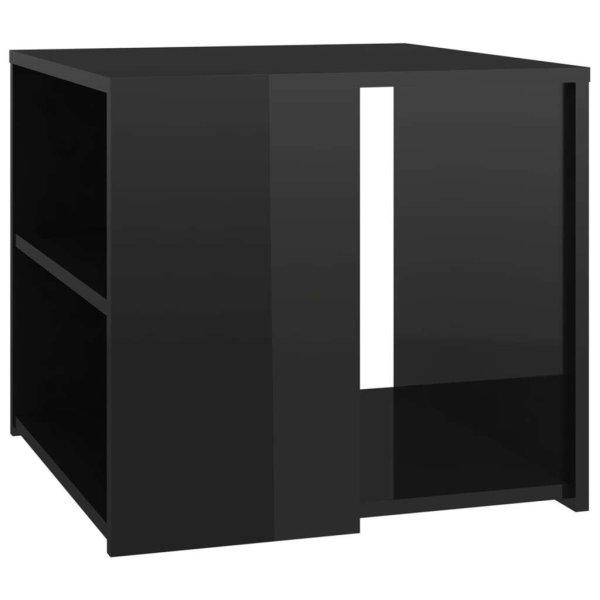 Magasfényű fekete forgácslap kisasztal 50 x 50 x 45 cm