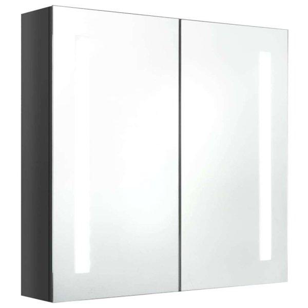 Betonszürke led-es tükrös fürdőszobaszekrény 62 x 14 x 60 cm
