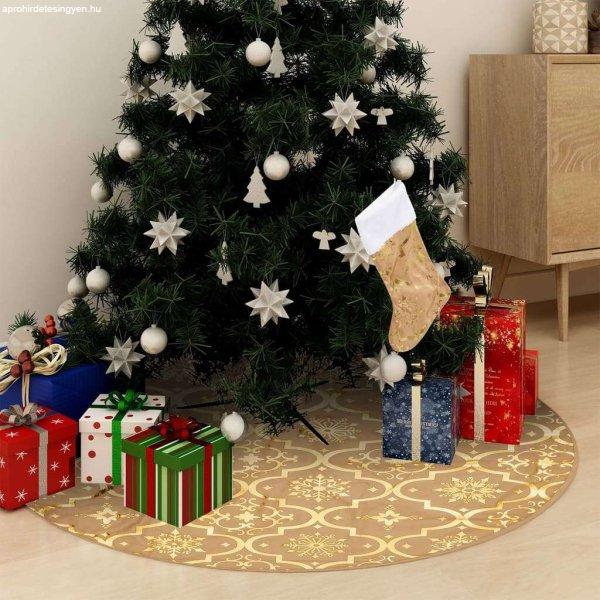 vidaXL fényűző sárga szövet karácsonyfatalp-takaró zoknival 150 cm