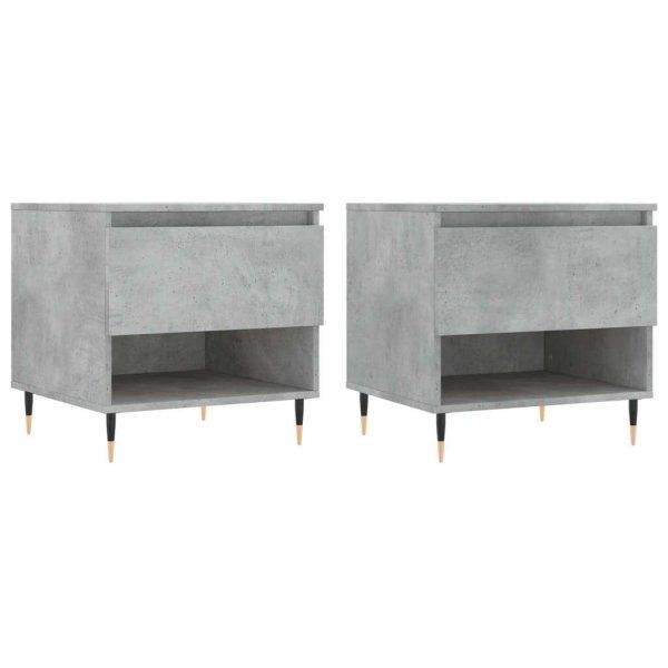 2 db betonszürke szerelt fa dohányzóasztal 50 x 46 x 50 cm