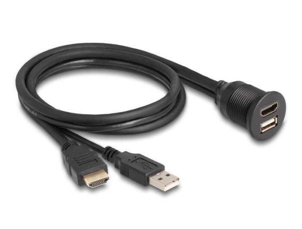 Delock HDMI-A kábel apa és A-típusú USB 2.0 apa - HDMI-A anya és A-típusú
USB 2.0 anya 1m