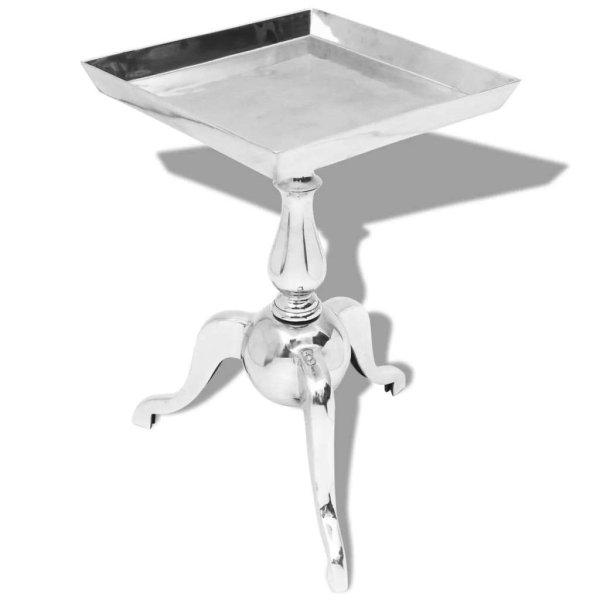 vidaXL Ezüst alumínium négyzet alakú kis-asztal