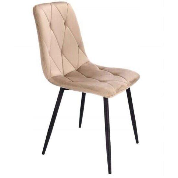 Konyha/nappali szék, Jumi, Piado, bársony, fém, bézs és fekete, 44x52x89 cm