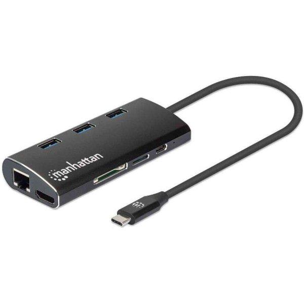 MANHATTAN USB -C 3.2 Gen 1-Adapter,HDMI,USB,USB-C-PD,RJ45,SD (152440)