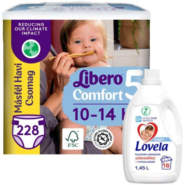 Libero Comfort másfél havi Pelenkacsomag 10-14kg Maxi+ 5 (228db) + Ajándék
1,45l Lovela Baby Color mosószer