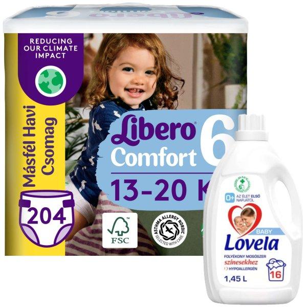 Libero Comfort másfél havi Pelenkacsomag 13-20kg Junior 6 (204db) + Ajándék
1,45l Lovela Baby Color mosószer