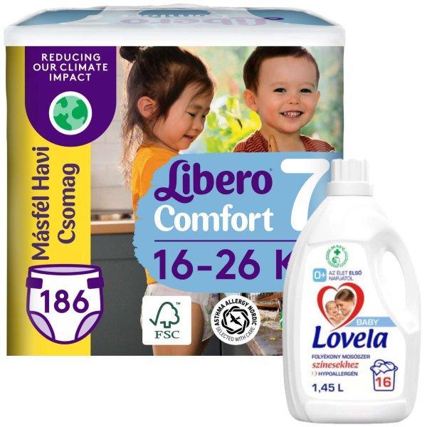 Libero Comfort másfél havi Pelenkacsomag 16-26kg XL 7 (186db) + Ajándék
1,45l Lovela Baby Color mosószer