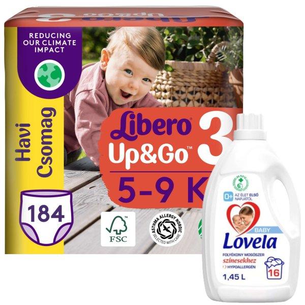 Libero Up&Go havi Pelenkacsomag 5-9kg Midi 3 (184db) + Ajándék 1,45l Lovela
Baby Color mosószer