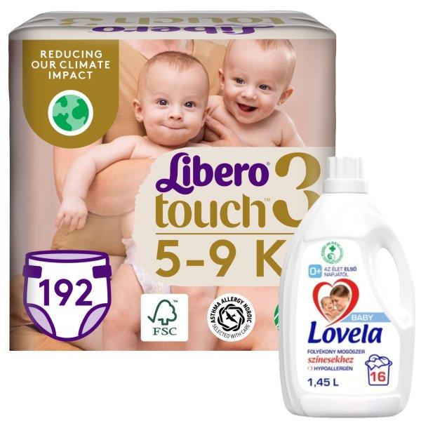 Libero Touch Jumbo havi Pelenkacsomag 5-9kg Midi 3 (192db) + Ajándék 1,45l
Lovela Baby Color mosószer