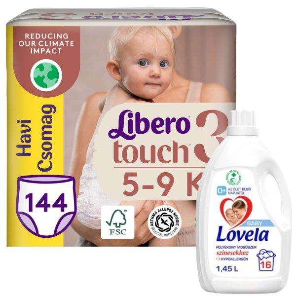 Libero Touch havi Pelenkacsomag 5-9kg Midi 3 (144db) + Ajándék 1,45l Lovela
Baby Color mosószer