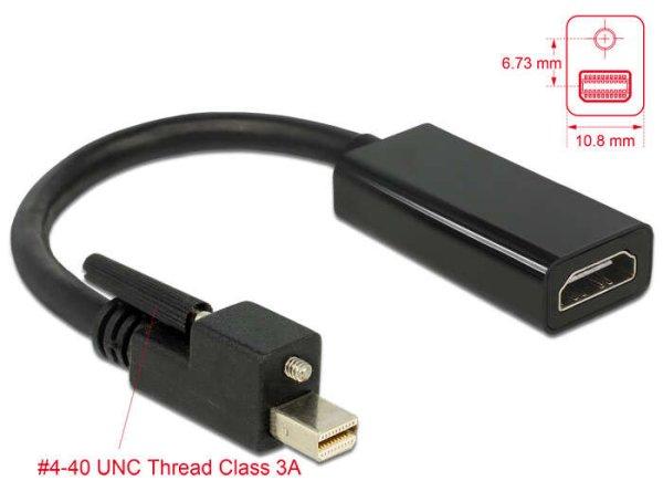 Delock Adapter mini Displayport 1.2-dugós csatlakozó csavarral >
HDMI-csatlakozóhüvely 4K aktív feke