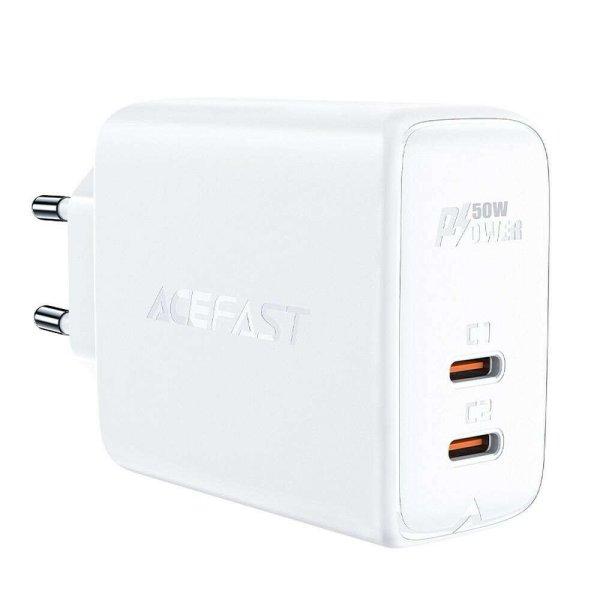 Acefast Fast Dual Port A29 hálózati töltő, PD, QC 3.0, AFC, FCP, GaN, 2x
Type-C, 50W, Fehér