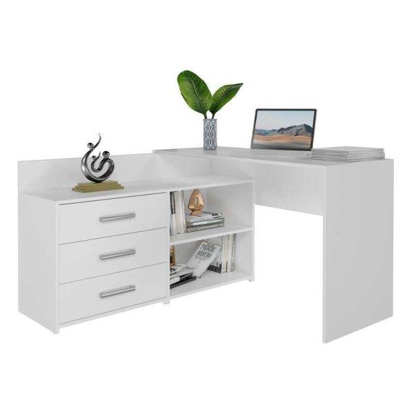 Dany sarok íróasztal polccal, tárolóval, fehér (GSB5999114131791)