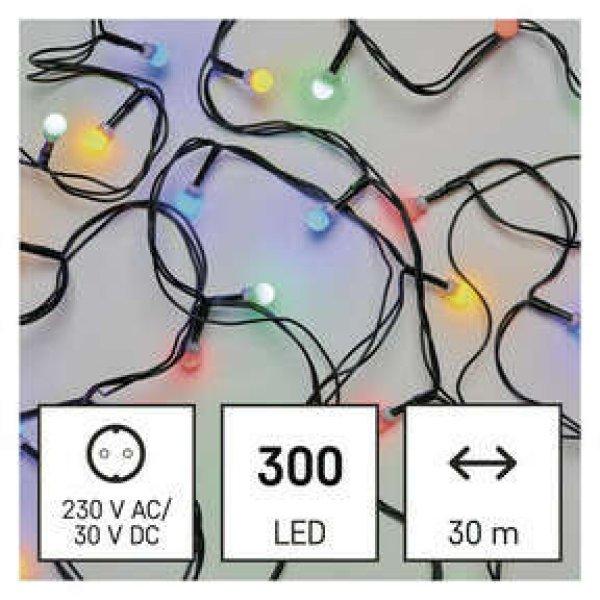 LED karácsonyi fényfüzér, cseresznye – golyók, 30 m, kültéri és
beltéri, többszínű, időz.