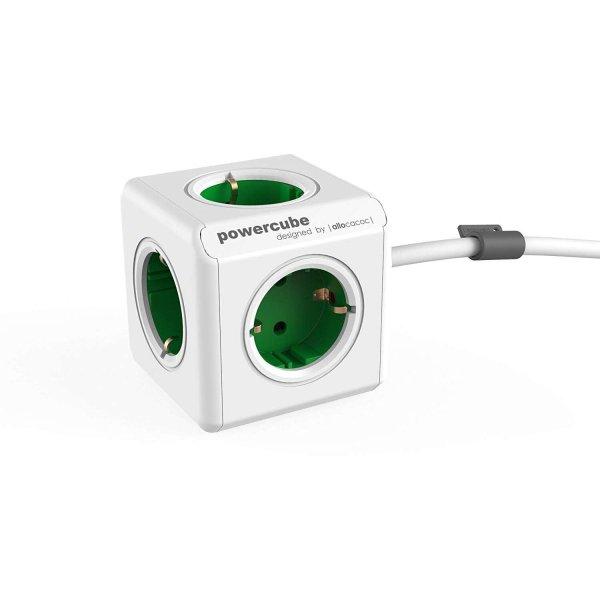 Allocacoc PowerCube Extended 4 csatlakozós elosztó 2 USB porttal -
Fehér/Zöld (2402GN/FREUPC)
