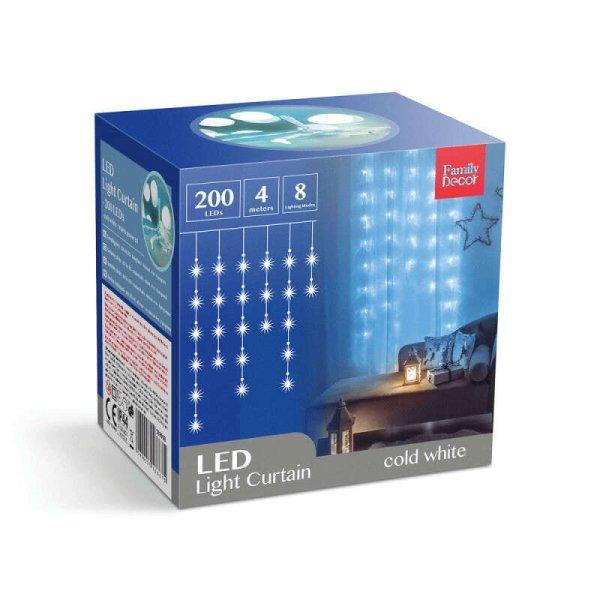 200 LED-es fényfüzér 4,2 m 8 programmal Középfehér