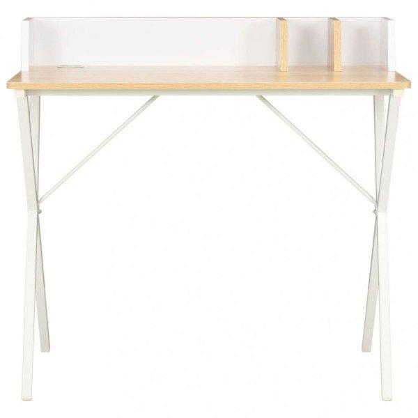 Fehér és természetes színű íróasztal 80 x 50 x 84 cm