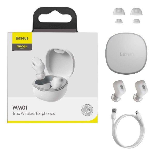 Baseus Encok WM01 TWS vezeték nélküli fülhallgató Bluetooth 5.0 fehér
(NGWM01-02)