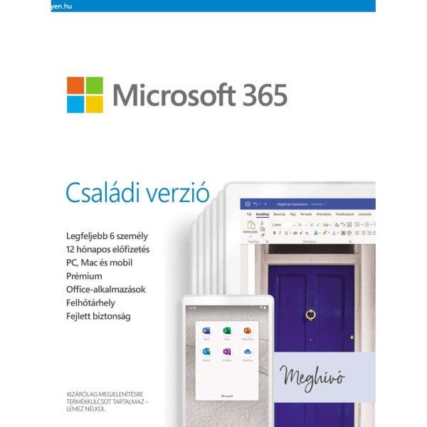 Microsoft 365 Családi verzió P6 HUN 6 felhasználó 1 év Medialess
(6GQ-01156) (6GQ-01156)