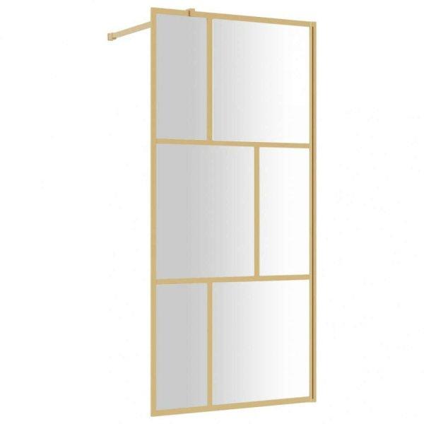 Aranyszínű zuhanyfal átlátszó esg üveggel 90 x 195 cm