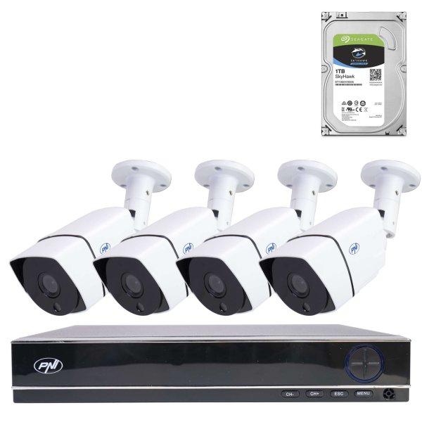 AHD PNI House PTZ1300 Full HD videomegfigyelő készlet - NVR és 4 kültéri
2MP Full HD 1080P kamera, 1TB HDD