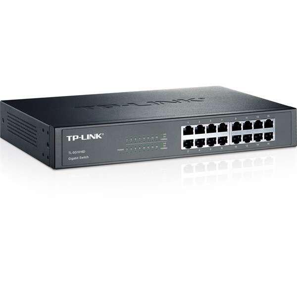 TP-Link Switch , TL-SG1016D (16 port, 1000Mbps; fém ház, rackbe szerelhető)