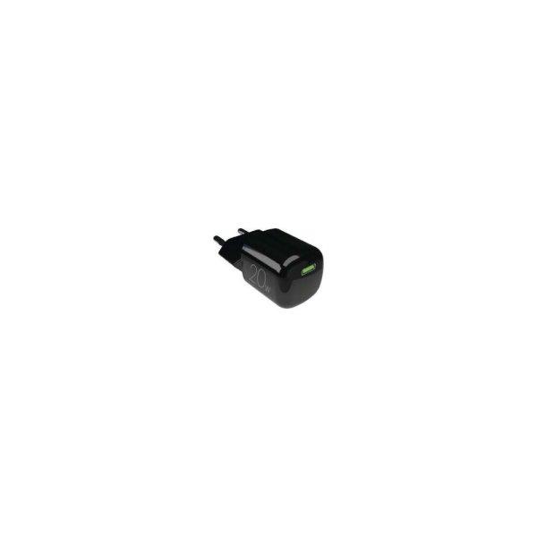 SBS Puro GaN USB-C Hálózati töltő - Fekete (20W) (PUFCMTCUSBC20WGBLK)