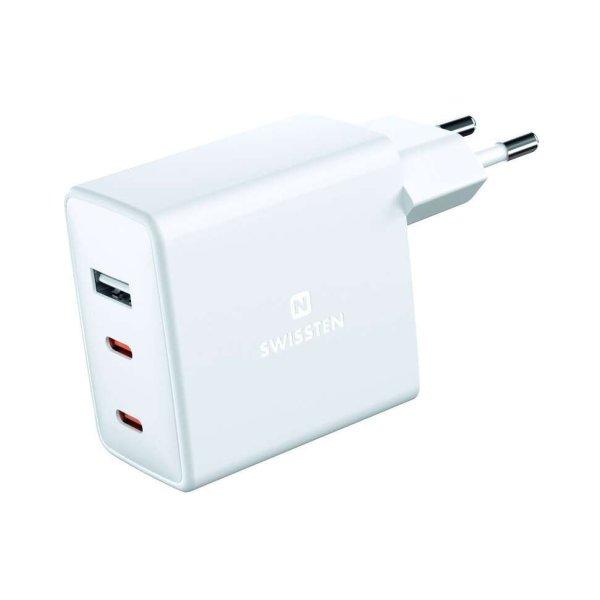 Swissten Power Delivery 2x USB-C / USB-A Hálózati töltő - Fehér (70W)
(22054100)