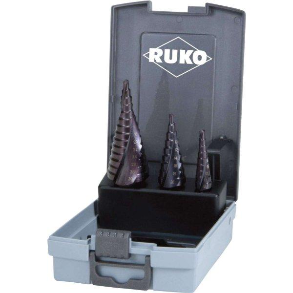 RUKO 101026FRO HSS fokozatfúró készlet, 3 részes, 4 - 12 mm, 4 - 20 mm, 4 -
30 mm, 3 oldalú szár (101026FRO)