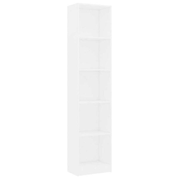 5-szintes fehér forgácslap könyvszekrény 40 x 24 x 175 cm